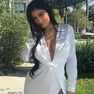 fashion nova White side slit mini dress!